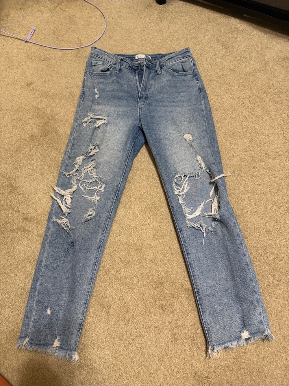 Cello Women's Light Blue Distressed Boyfriend Jeans